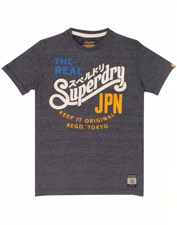 Superdry Hombre Camiseta Gráfica Top Small Azul Marino Algodón