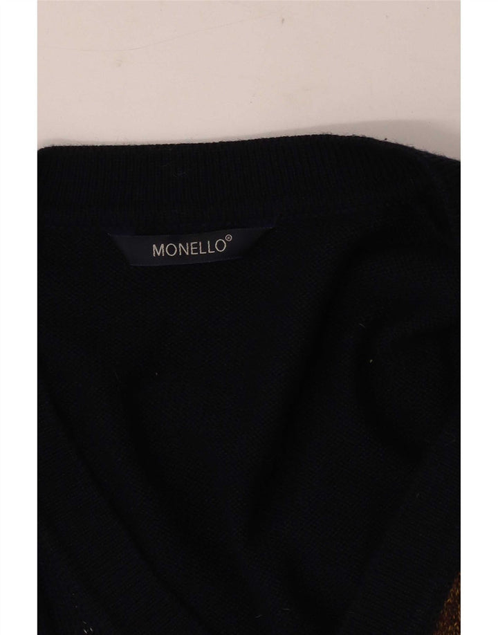 Monello Cárdigan para hombre suéter grande azul marino geométrico