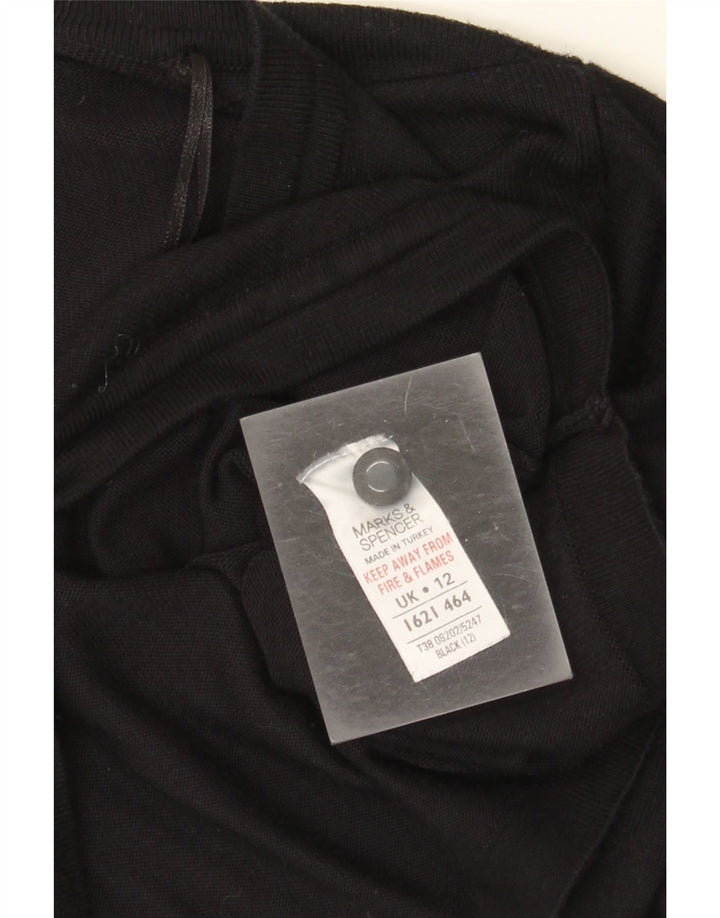 Marks & Spencer Suéter tipo cárdigan corto para mujer UK 42 Viscosa negra mediana
