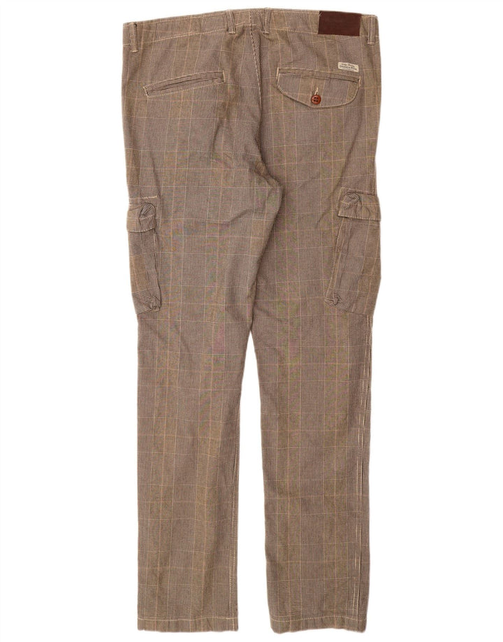 GRAND & HILLS Pantalones cargo ajustados para hombre IT 50 Large W34 L33 Grey Check