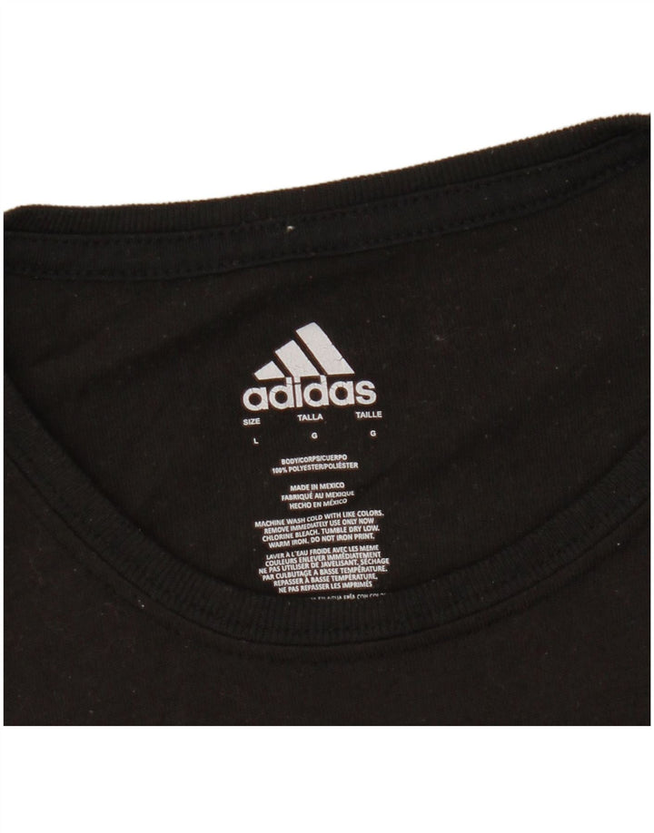 ADIDAS Camiseta gráfica para mujer Top UK 44 Grande Poliéster negro