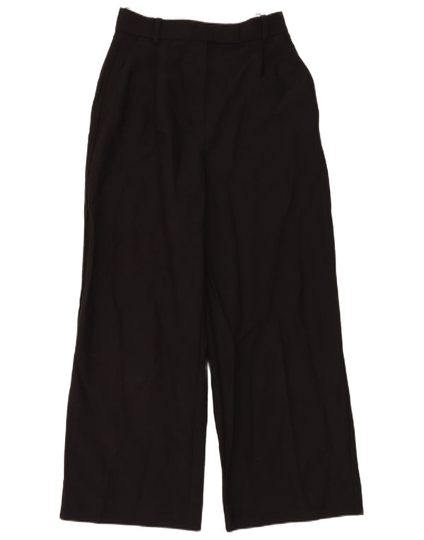 Zara Mujer Pantalón Ancho Traje Pantalón Pequeño W26 L28 Poliéster Negro