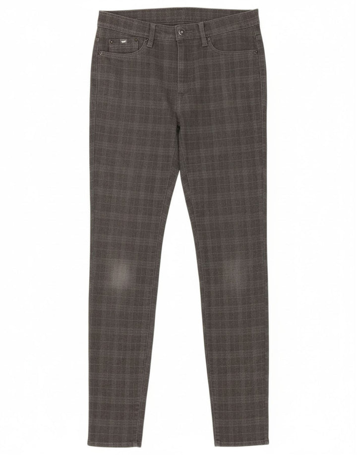 Pantalones informales ajustados para mujer Gas W28 L32 Poliéster a cuadros grises