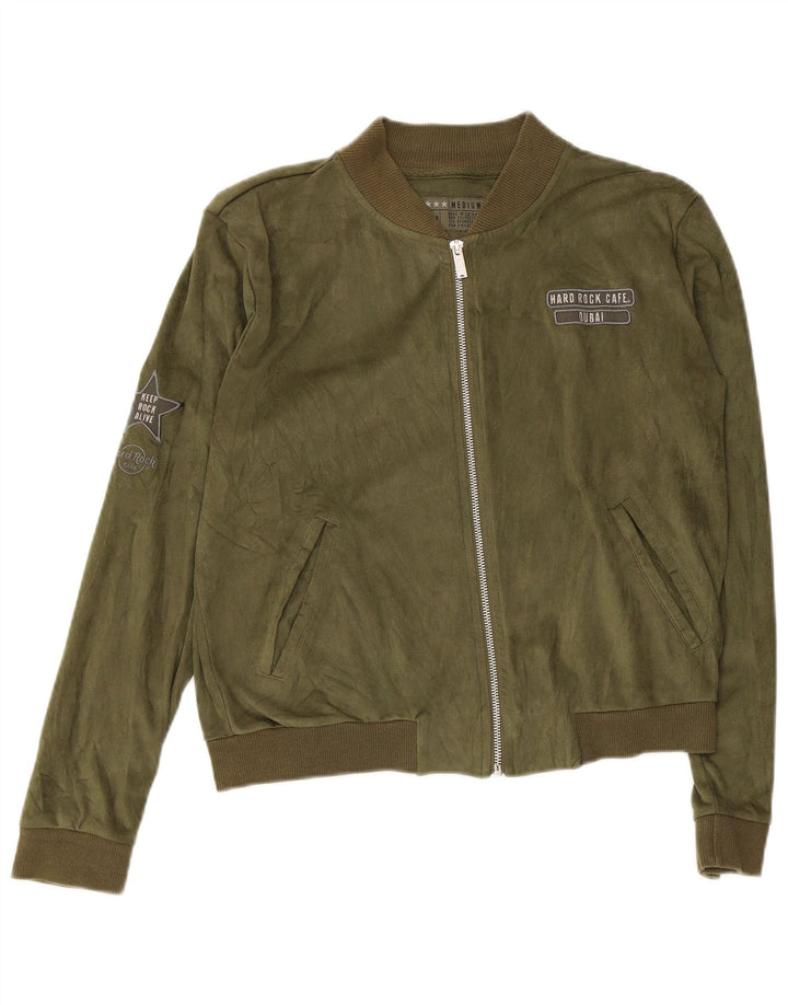 Hard Rock Cafe Chaqueta Bomber Corta Dubái para Mujer UK 44 Poliéster Verde Medio