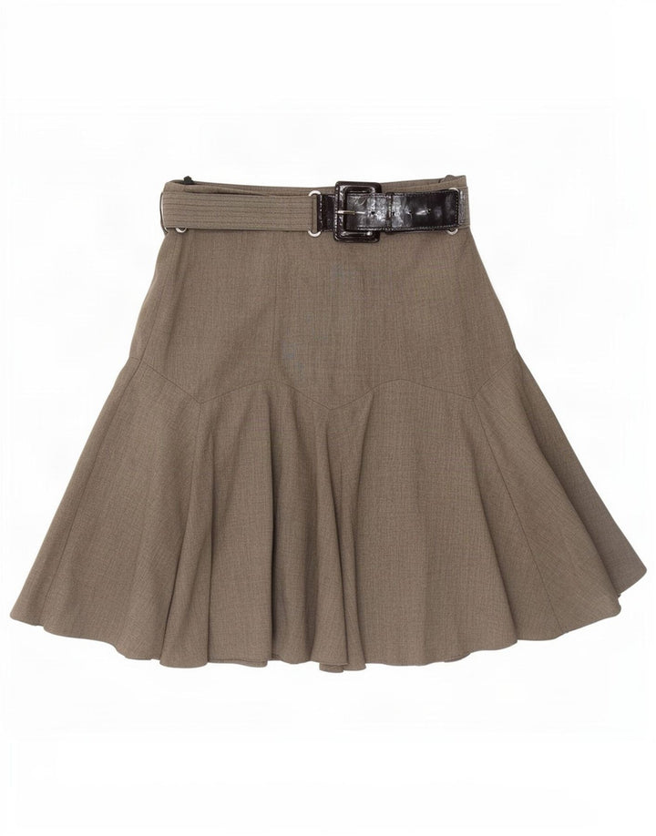 Marks & Spencer Falda acampanada para mujer UK 12 Medium W30 Beige Poliéster