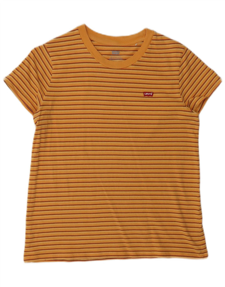 Levi's Camiseta para mujer Top UK 42 Algodón a rayas naranja mediano