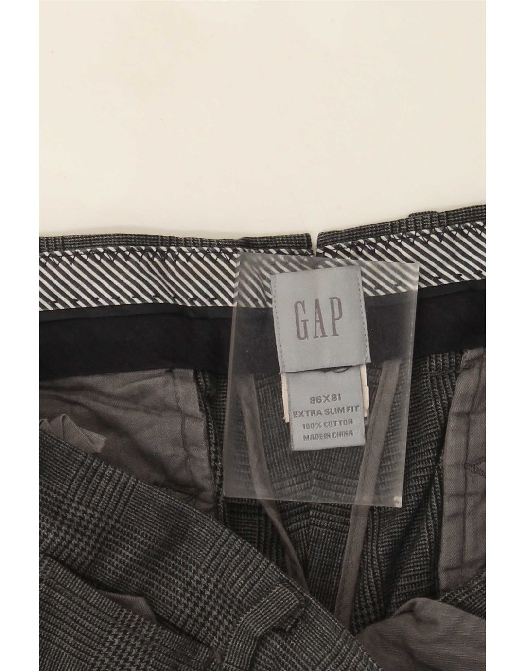 Pantalones chinos Gap Extra Sim Fit para hombre W34 L32 Algodón a cuadros gris