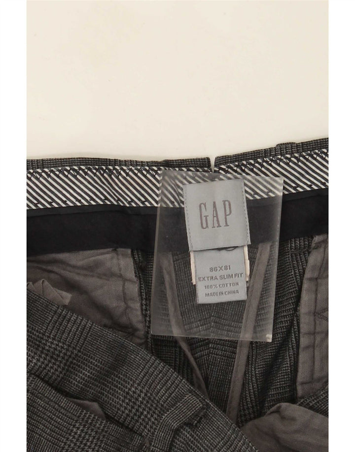 Pantalones chinos Gap Extra Sim Fit para hombre W34 L32 Algodón a cuadros gris