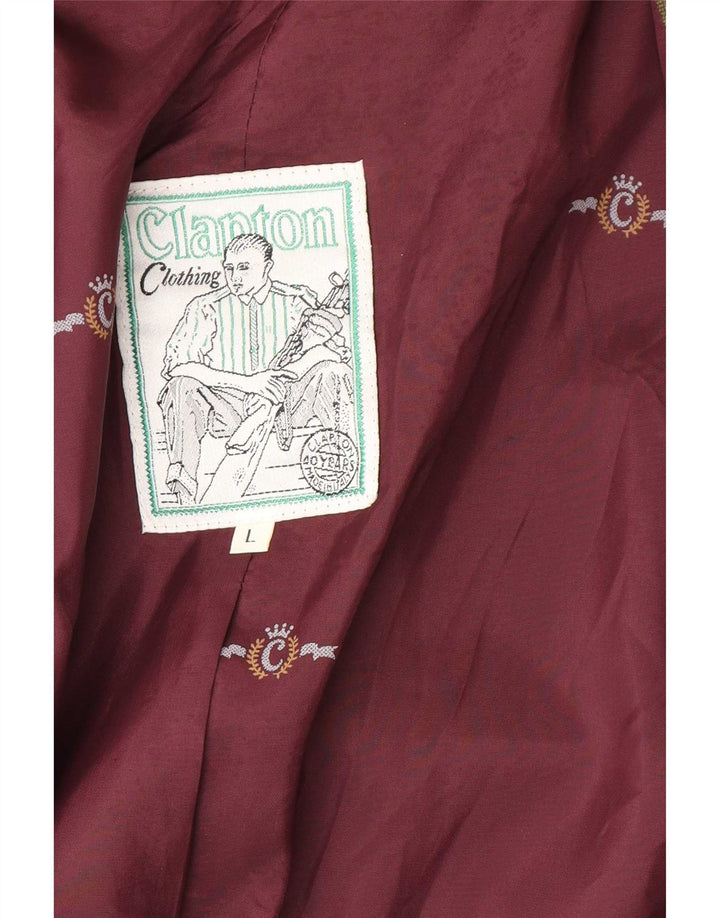 Vintage hombres 2 botones Blazer chaqueta Reino Unido 40 grande caqui pata de gallo