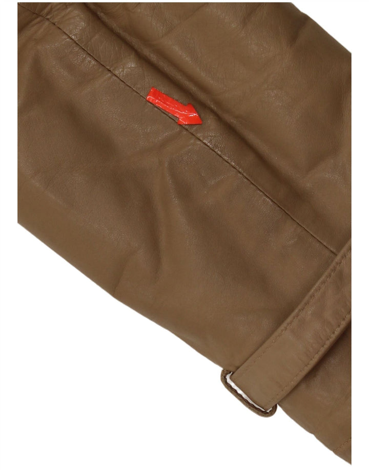 Chaqueta de cuero vintage para hombre IT 48 Cuero beige medio