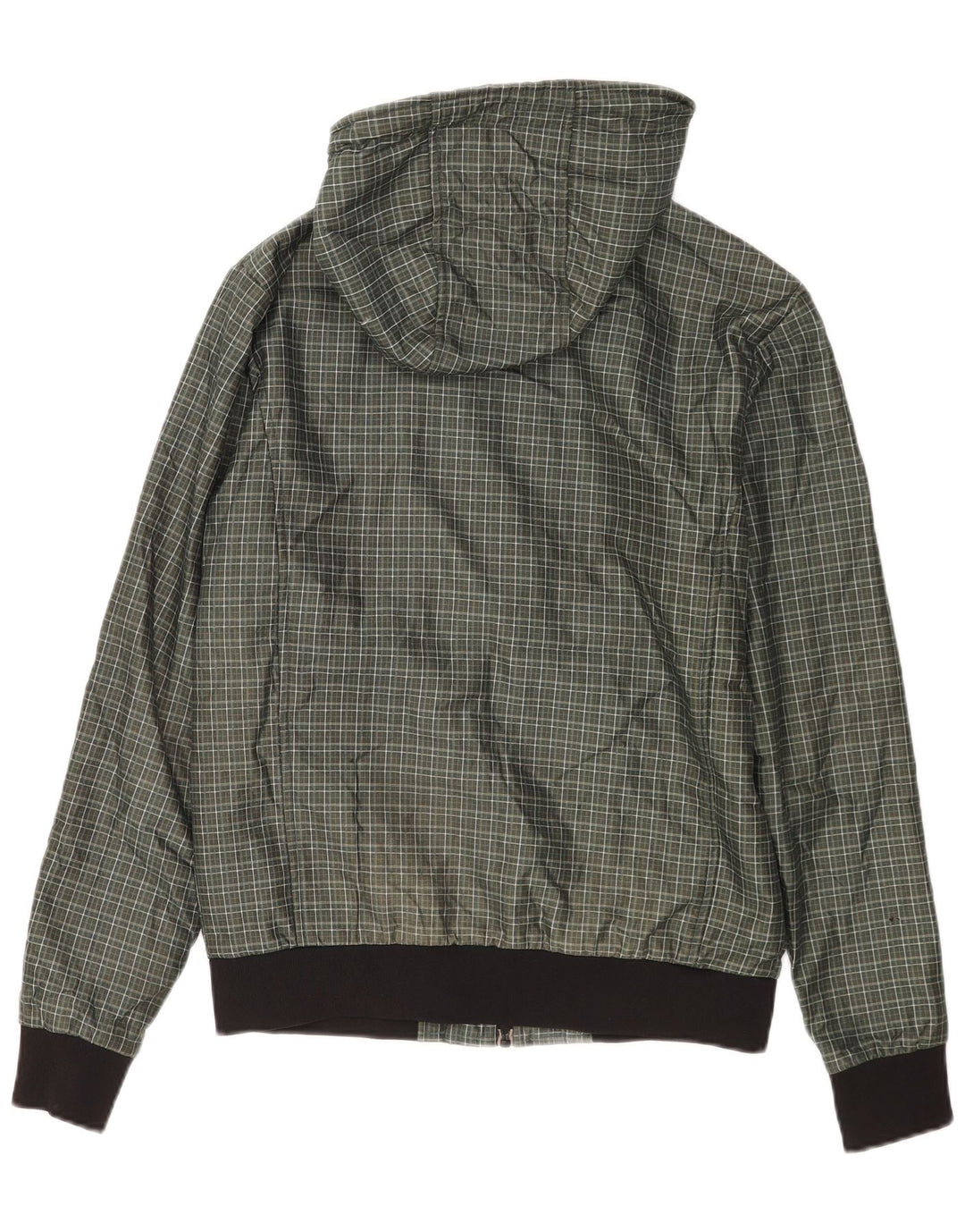 Zara Hombre Cazadora Bomber Con Capucha ES 38 Poliéster A Cuadros Verde Medio