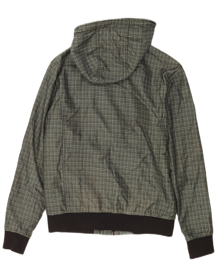 Zara Hombre Cazadora Bomber Con Capucha ES 38 Poliéster A Cuadros Verde Medio
