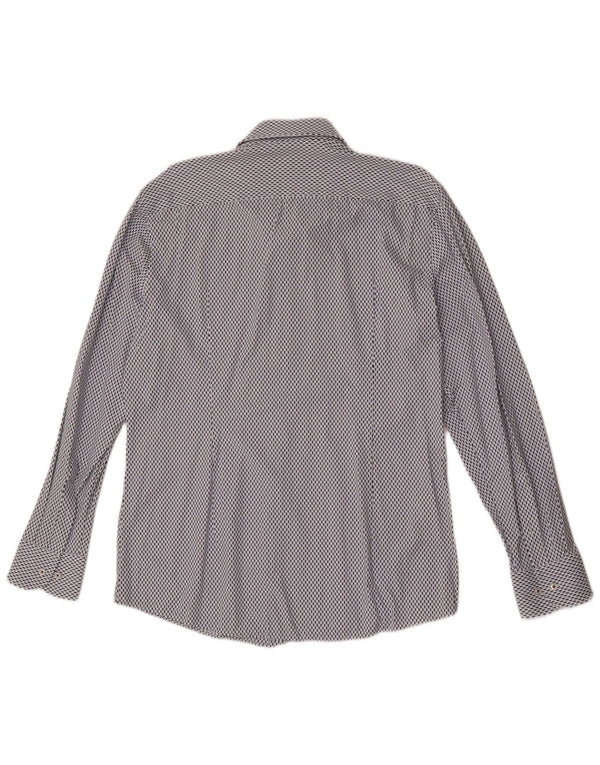 Camisa Hugo Boss Hombre Slim Fit Talla 41 16 Poliamida Geométrica Azul Grande