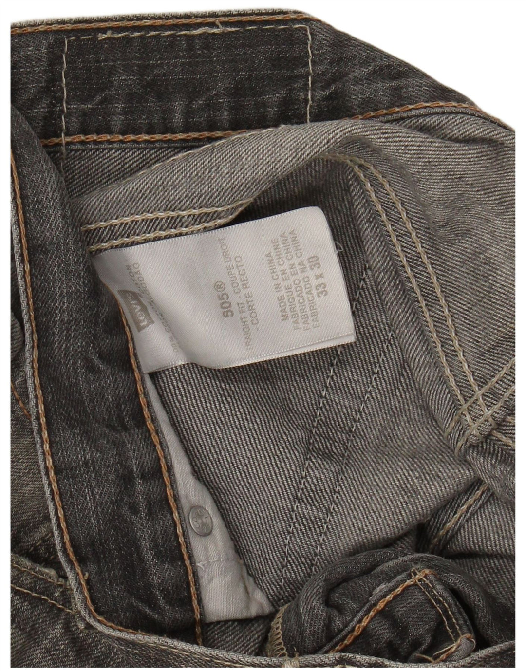 LEVI'S Vaqueros rectos 505 para hombre W33 L30 Algodón gris