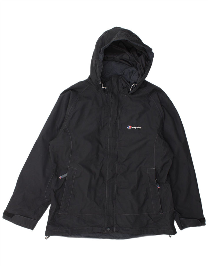 Berghaus Chaqueta impermeable extragrande con capucha para mujer UK 46 Large Nylon negro