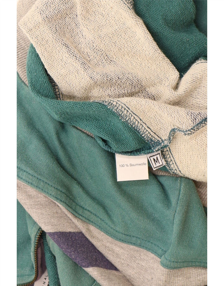 Vintage hombres sueltos ajuste gráfico sudadera jumper medio verde rayas