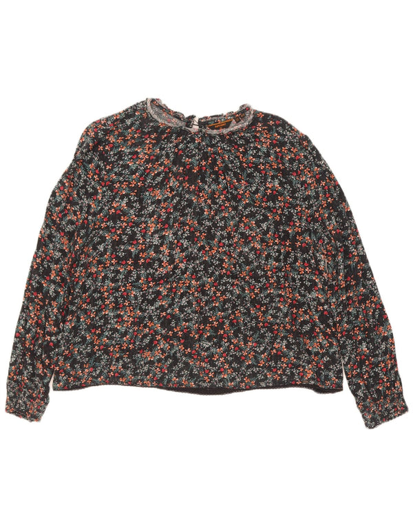 Superdry Blusa extragrande de manga larga para mujer UK 40 Large Black Floral