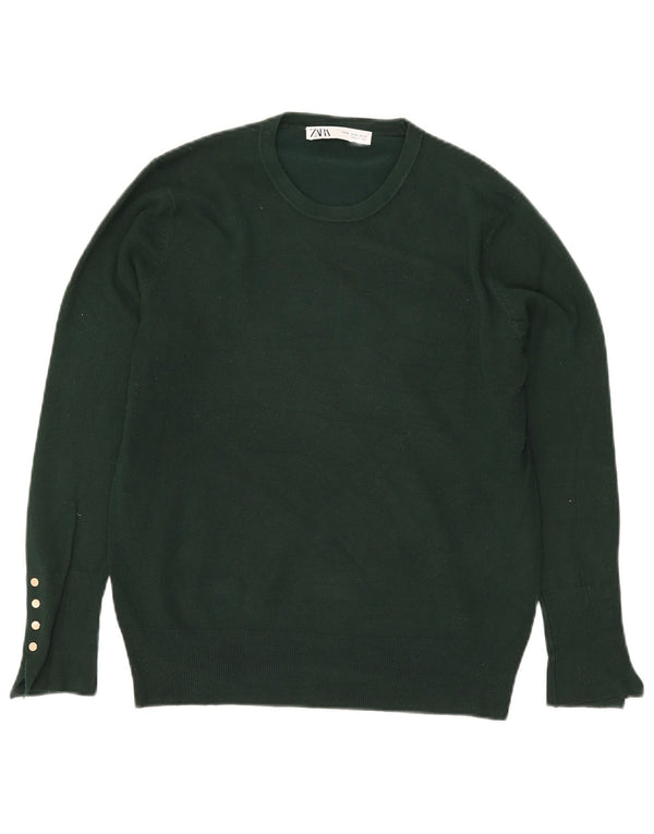Zara Mujer Jersey Cuello Redondo Jersey UK 40 XL Viscosa Verde