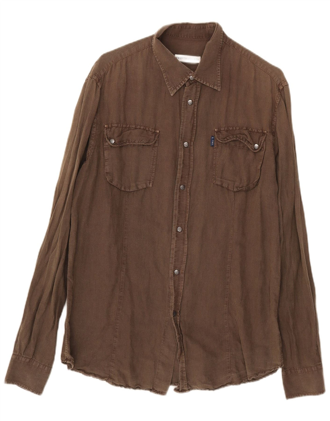 Camisa Trussardi Hombre Large Lino Caqui