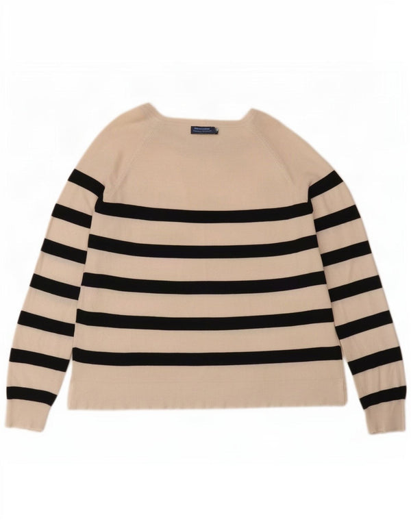 Zara Jersey con Cuello Barco para Mujer UK 10 Medium Off White Viscosa a Rayas