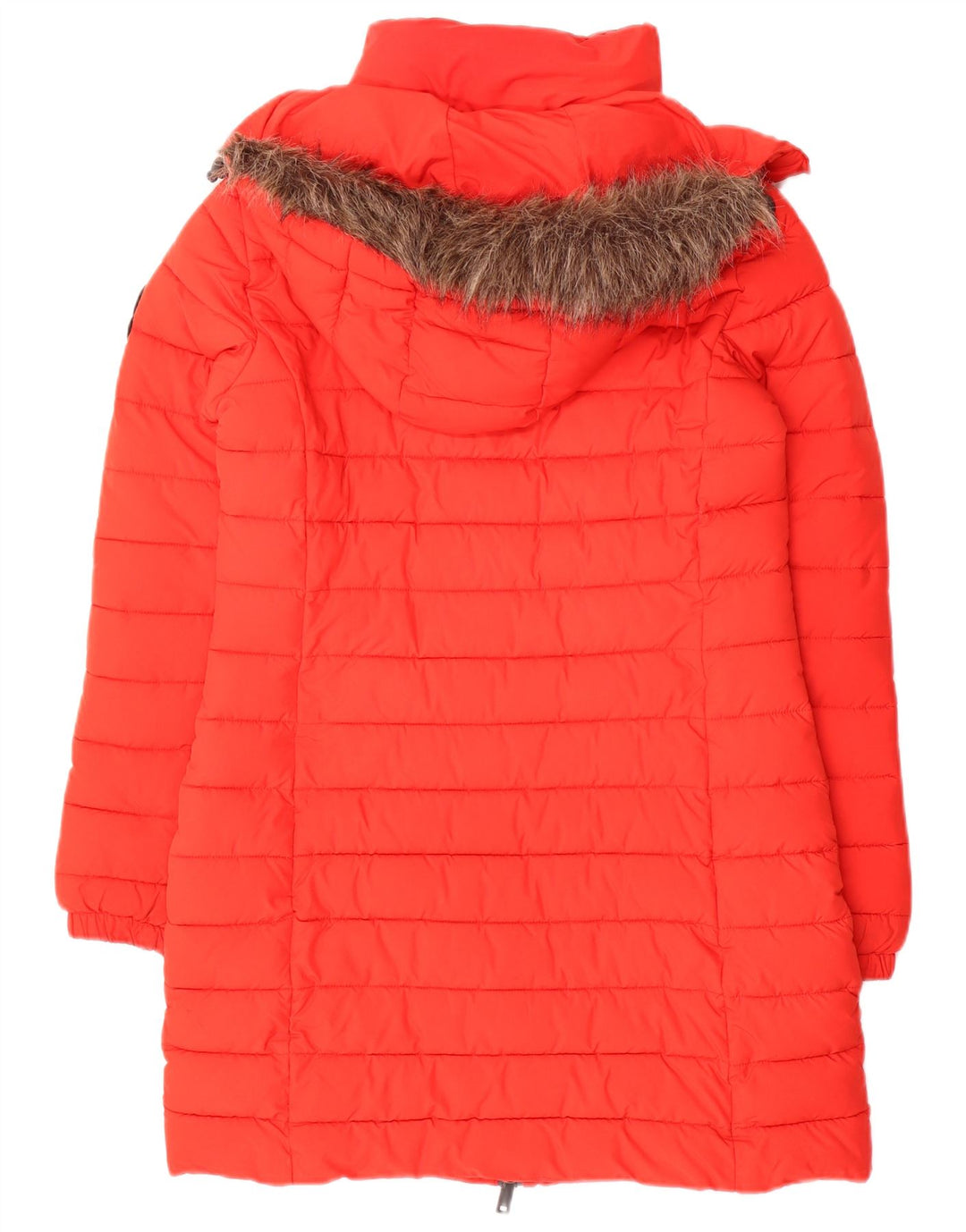 Superdry Abrigo acolchado con capucha para mujer, talla 8, poliéster rojo pequeño