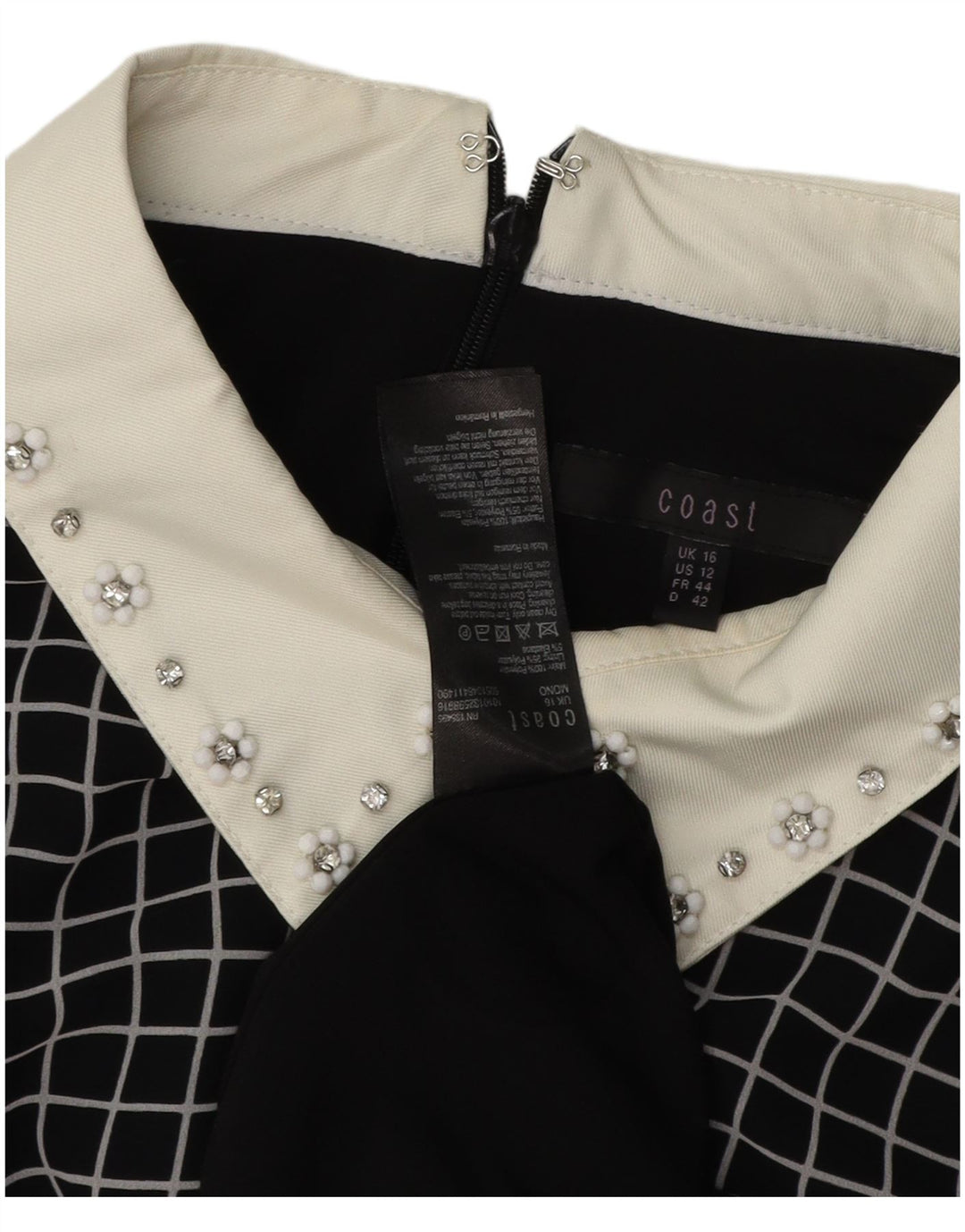 COAST Vestido túnica para mujer UK 46 Grande Poliéster a cuadros negros