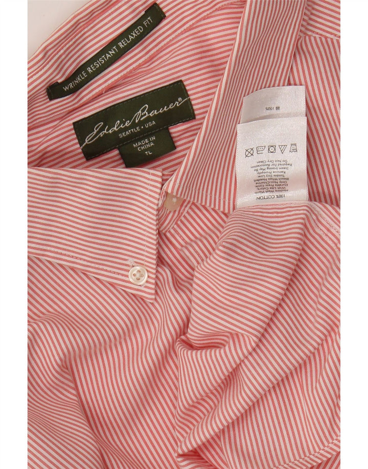 Eddie Bauer Camisa alta de corte relajado para hombre Algodón a rayas rojas grandes