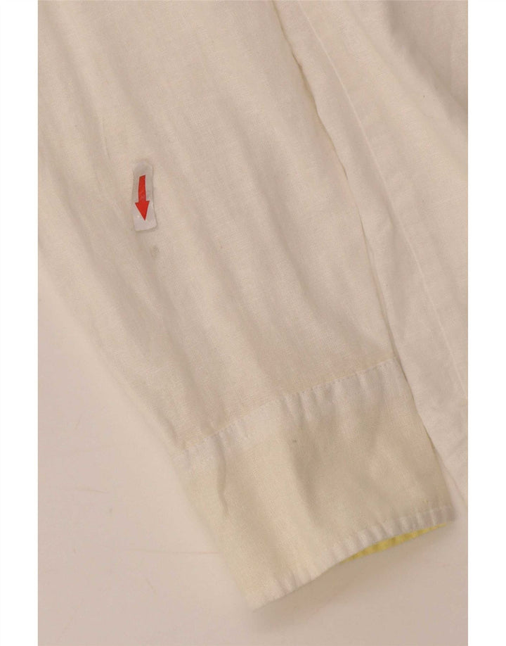 Camisa Pierre Cardin Hombre Grande Lino Blanco