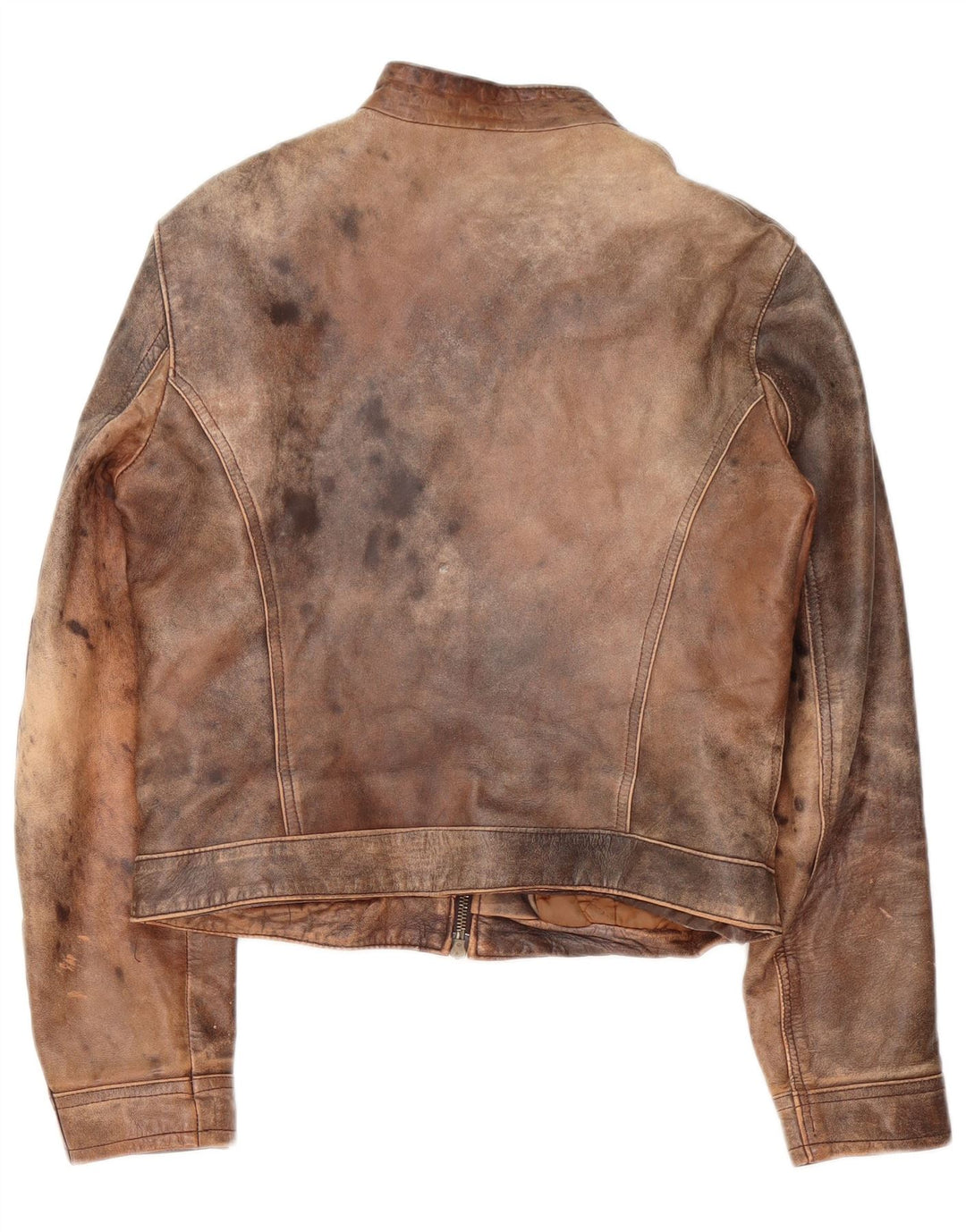 Chaqueta Racer de cuero vintage para mujer IT 48 XL Marrón