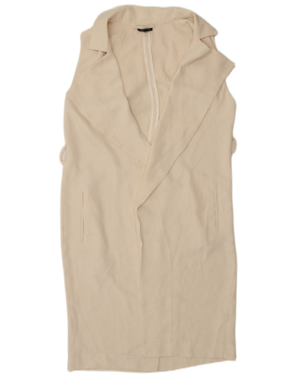 Topshop Gabardina abierta sin mangas para mujer UK 6 XS Acetato beige