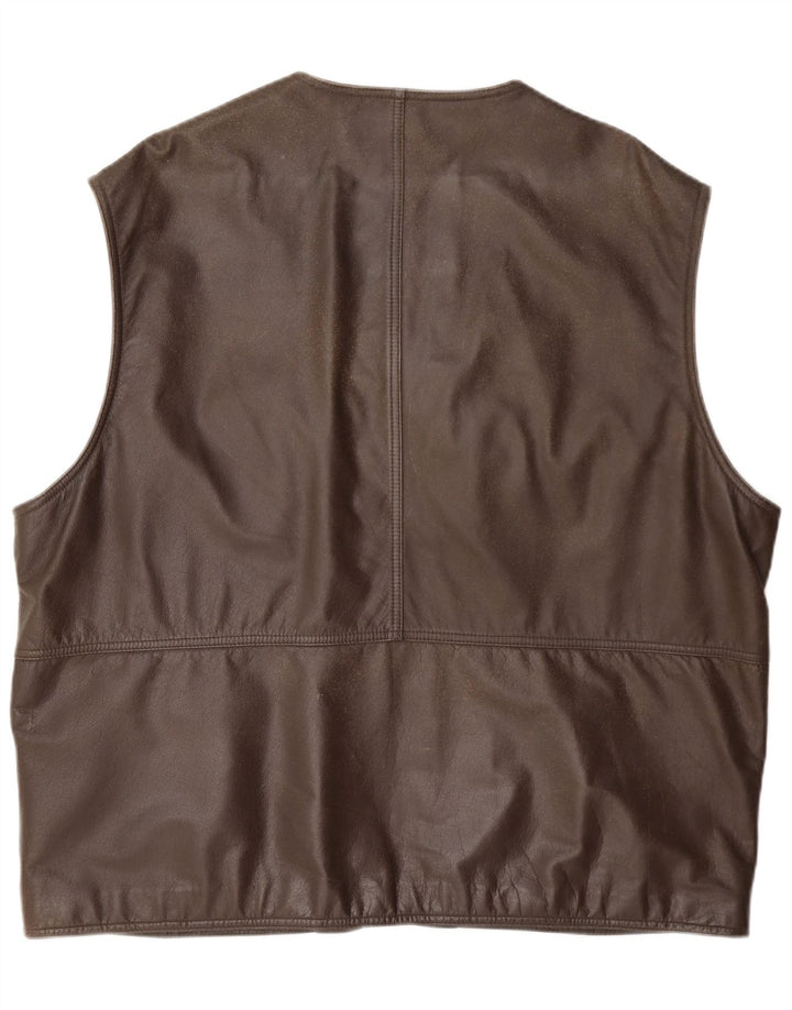Itallo Chaleco utilitario de cuero para hombre IT 60 4XL Marrón