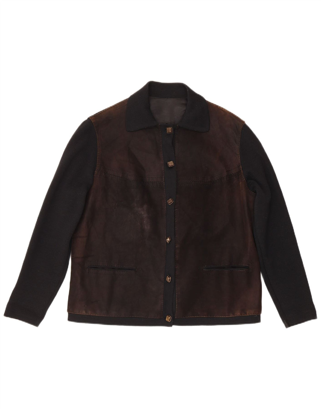 Chaqueta bomber vintage de corte regular para mujer IT 48 Bloque de color marrón medio