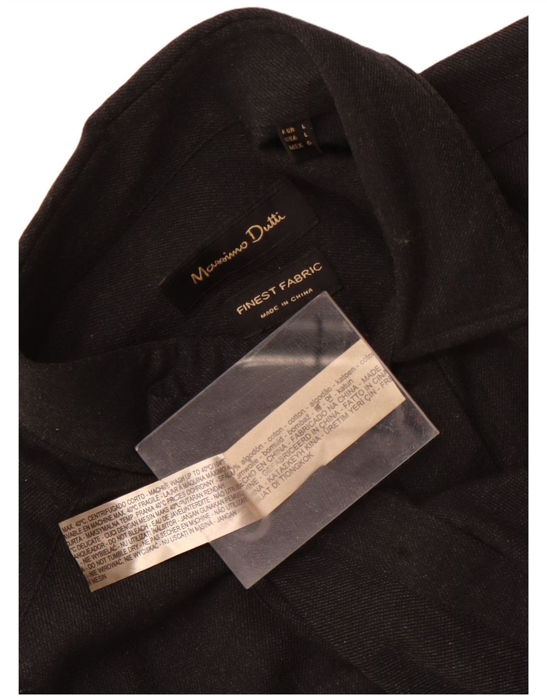 Camisa Massimo Dutti Hombre Grande Negro Algodón