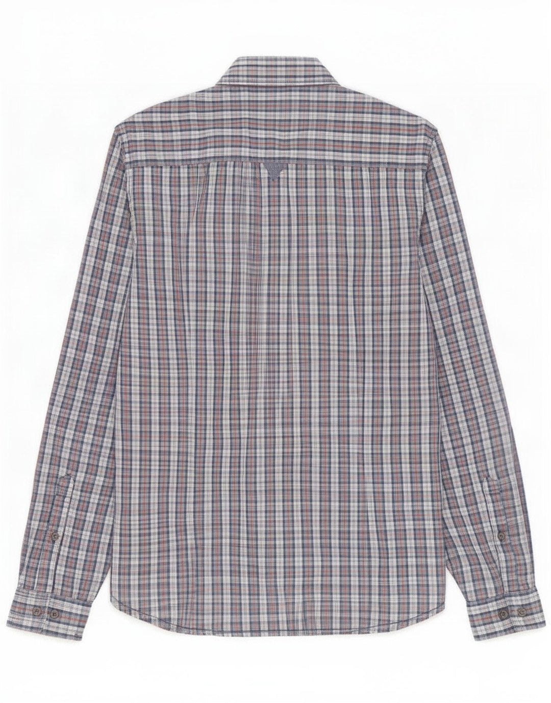 Guess Camisa ajustada para hombre de algodón a cuadros azul medio