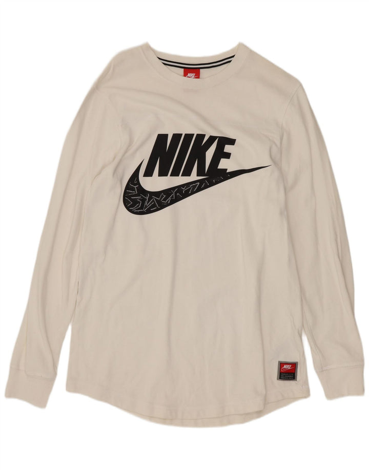 Nike Camiseta gráfica de manga larga de algodón blanco mediano para hombre