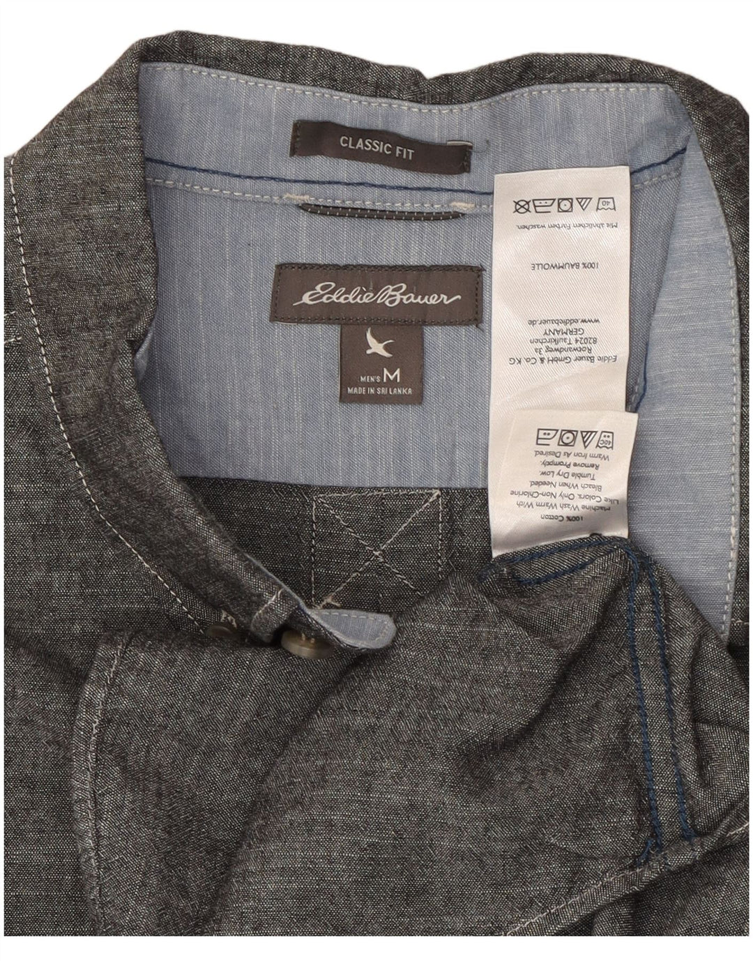 EDDIE BAUER Camisa de corte clásico para hombre de algodón gris medio