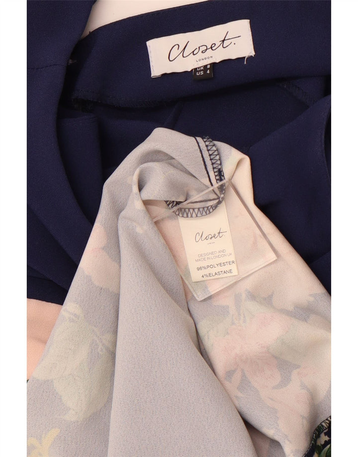 CLOSET Vestido ajustado sin mangas para mujer UK 8 Pequeño azul marino floral