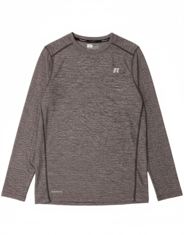 RUSSELL ATHLETIC Boys Top Long Sleeve 14-15 Years XL Grey Polyester