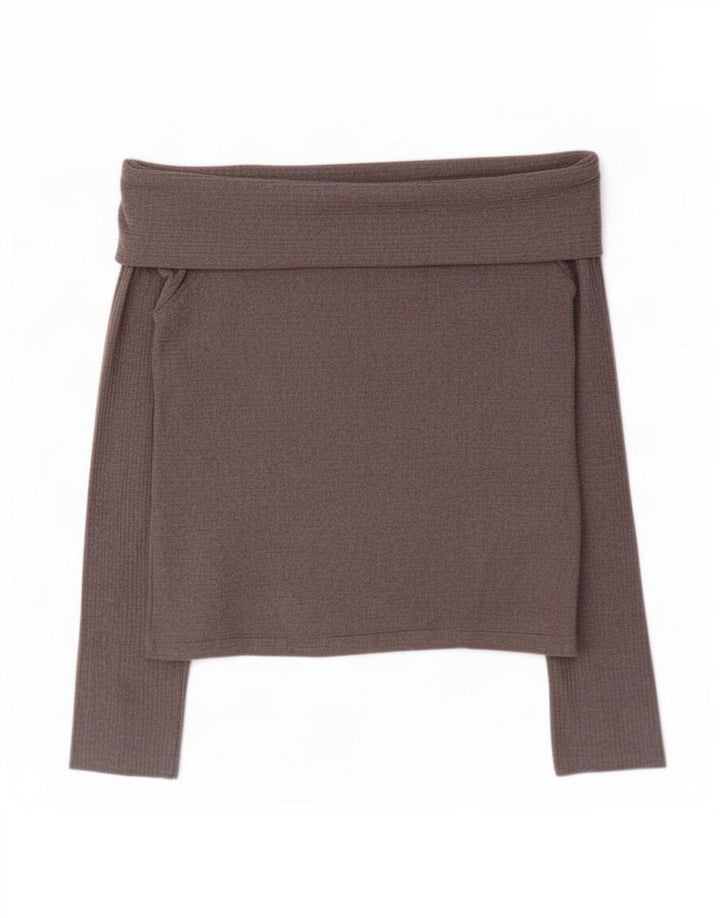 Zara Mujer Trafaluc Top Con Hombros Descubiertos Reino Unido 42 Gris Medio