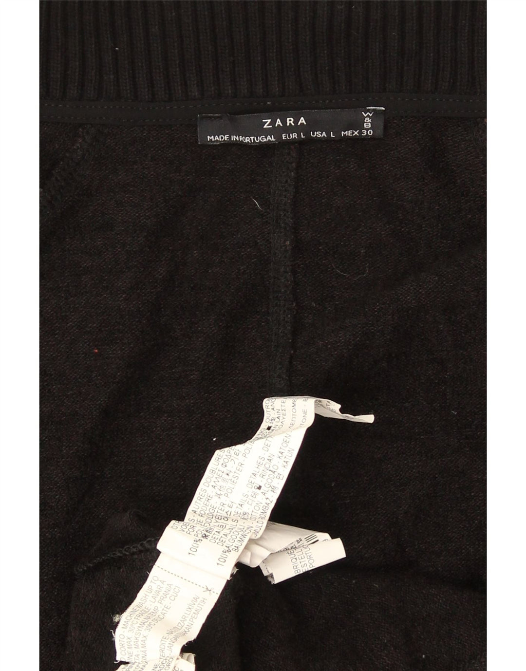 Zara Mujer Suéter Cárdigan Largo De Gran Tamaño UK 46 Grande Poliéster Negro