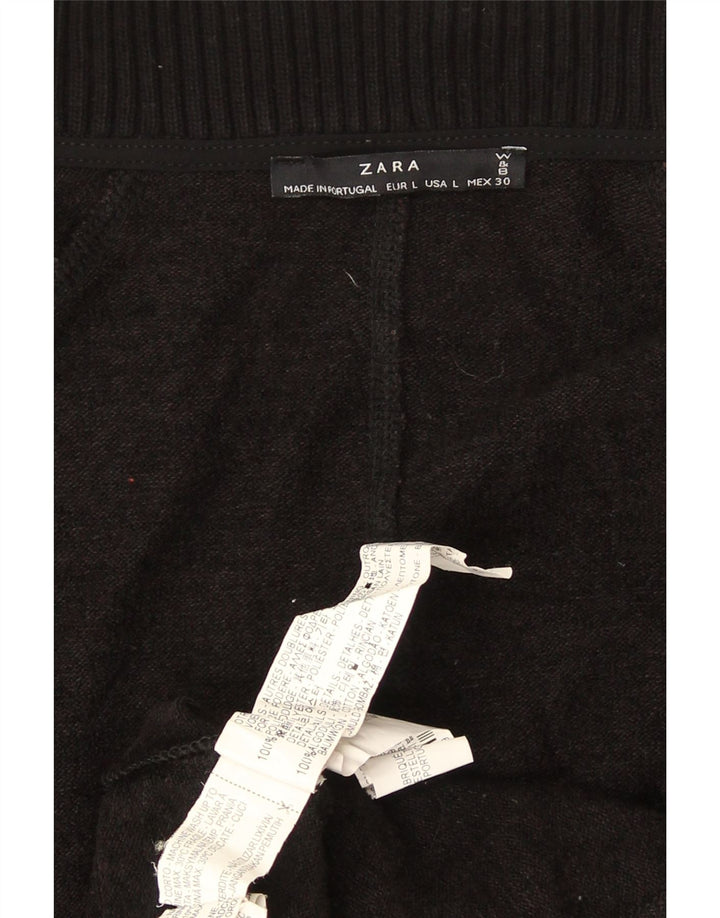 Zara Mujer Suéter Cárdigan Largo De Gran Tamaño UK 46 Grande Poliéster Negro