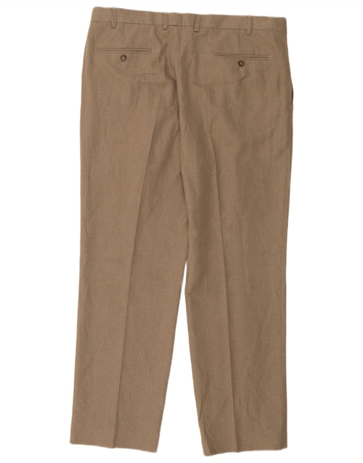 Marks & Spencer Pantalón de traje de corte regular para hombre W38 L31 Poliéster beige