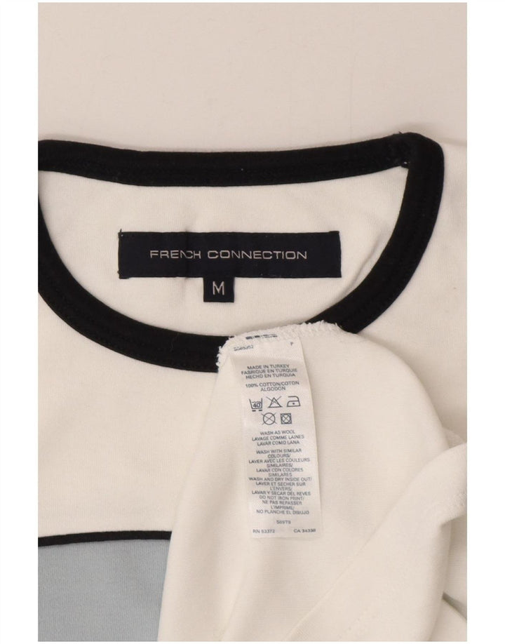 French Connection Camiseta para hombre Top mediano de algodón color block blanco
