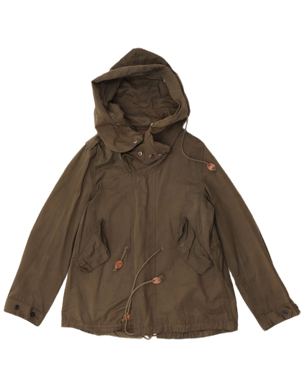 Zara Mujer Parka Con Capucha UK 36 Small Green Nylon
