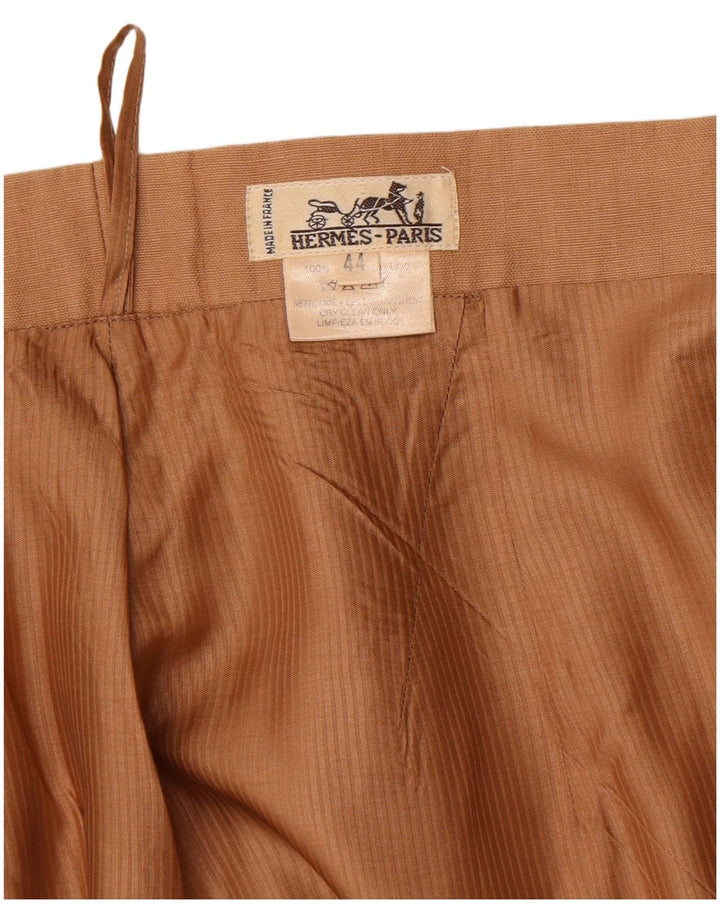 HERMES Falda recta para mujer IT 44 Mediana W30 Lino beige