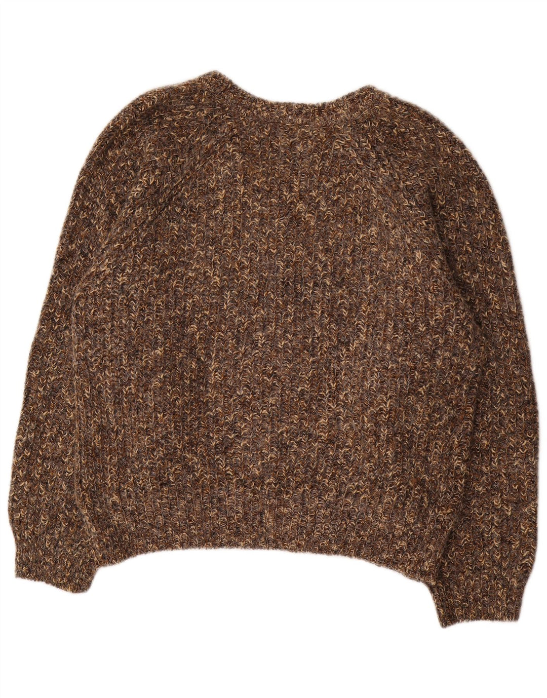 VINTAGE suéter de jersey de gran tamaño con cuello en V para mujer Reino Unido 18 XL marrón moteado