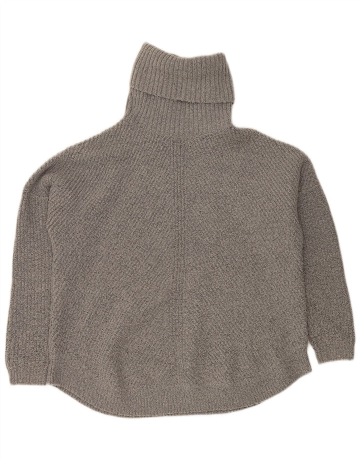 VINTAGE Mujer Oversize Roll Neck Jumper Suéter Reino Unido 16 Gris Grande