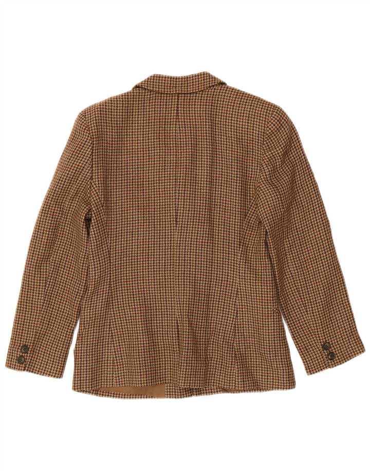 Luisa Spagnoli Chaqueta tipo blazer de 2 botones para mujer IT 42 Pata de gallo marrón medio