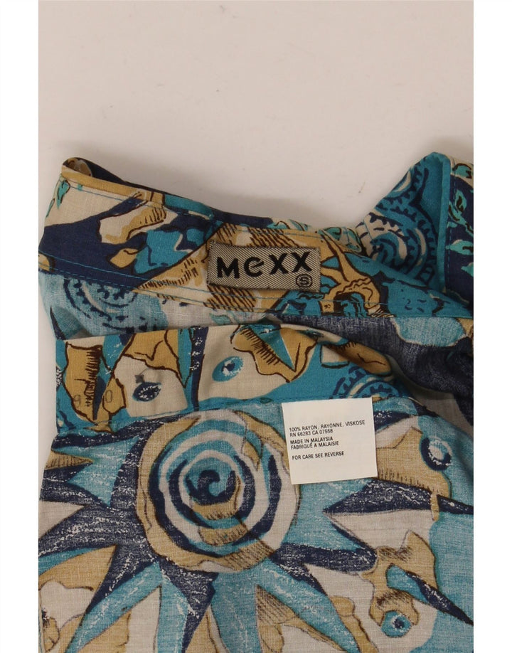 Mexx Camisa holgada de manga corta para hombre Rayón azul pequeño de patchwork