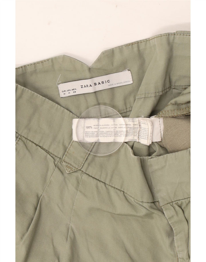 Zara Mujer Pantalones Cortos Chinos Pegged Mediano W28 Algodón Verde